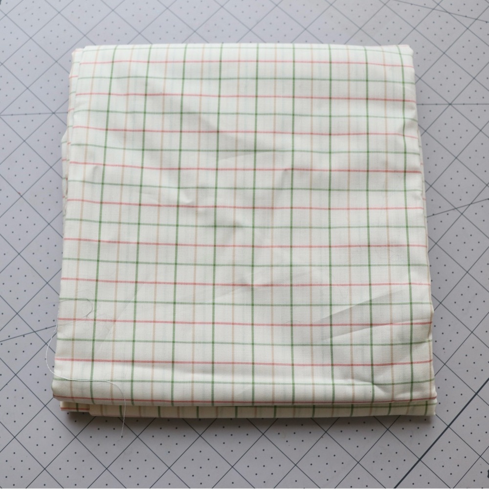 Pink and green plaid cotton shirting fabric, 1.5 yards paid